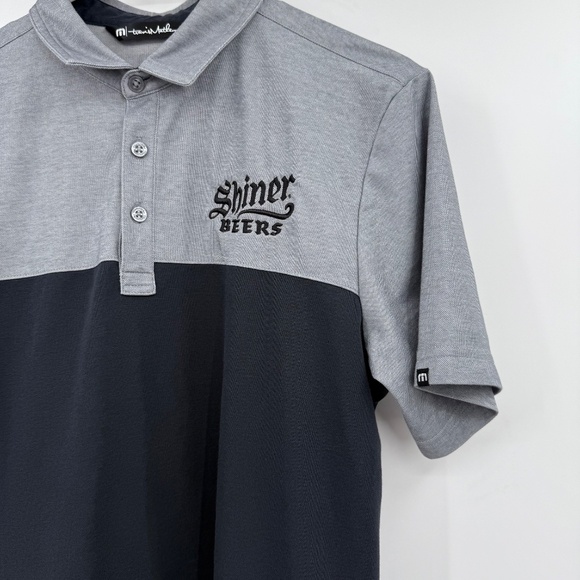 Travis Mathew Polo Shirt Men Medium Blue Gray Colorblock Short Sleeve Pima Blend - Picture 2 of 9